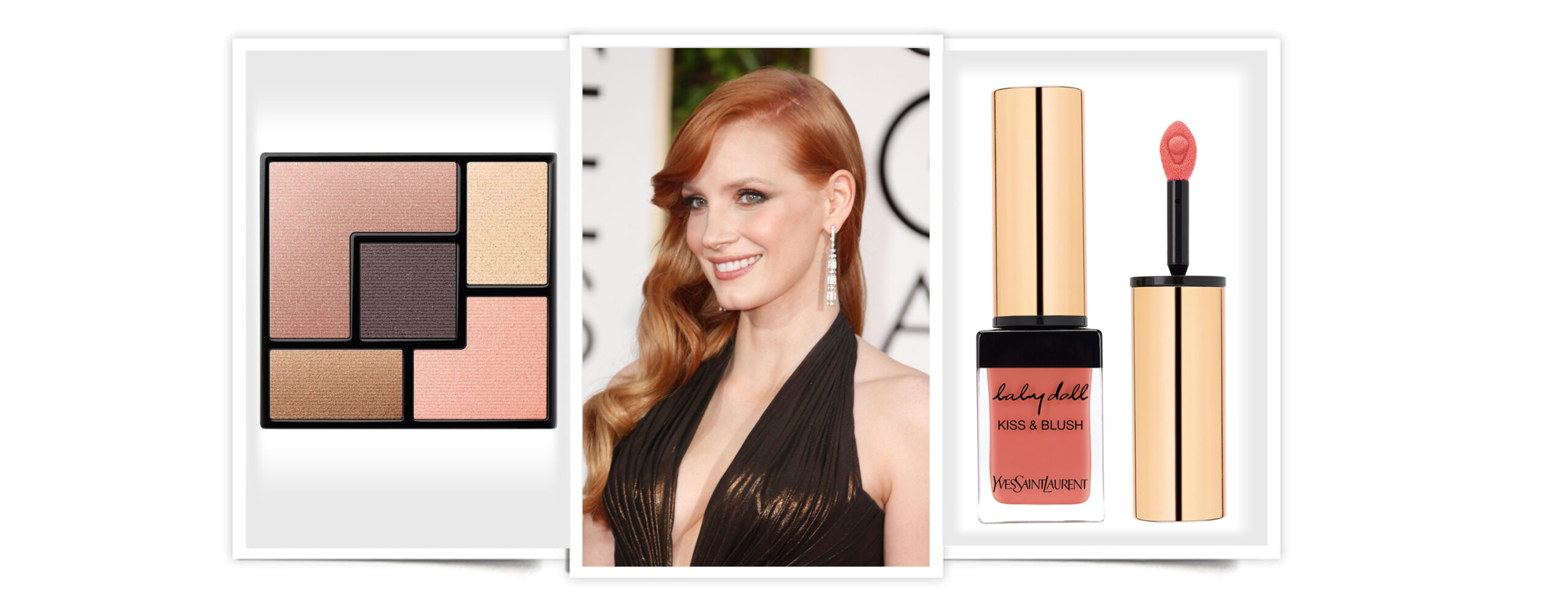 YSL maquillaje Jessica Chastain en los Globos de Oro