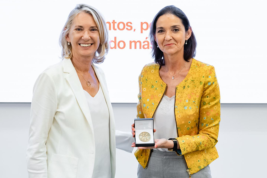 Stanpa entrega la Medalla de Oro de la asociación a la ministra de Industria.